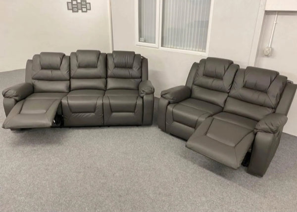 Vancouver Leather Corner Recliner Sofa with Cupholders (Grey)
