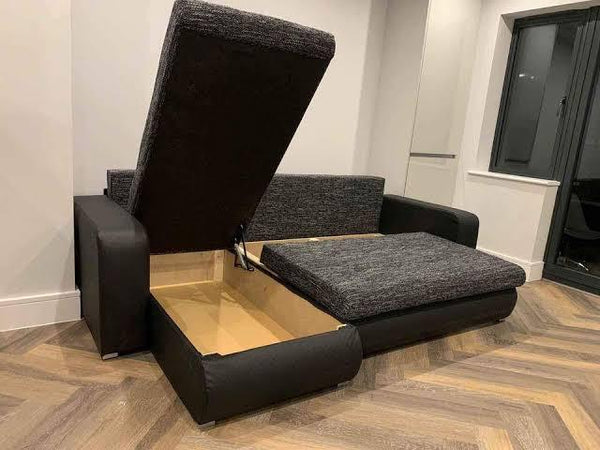 Berlin charcoal plain arm sofa bed
